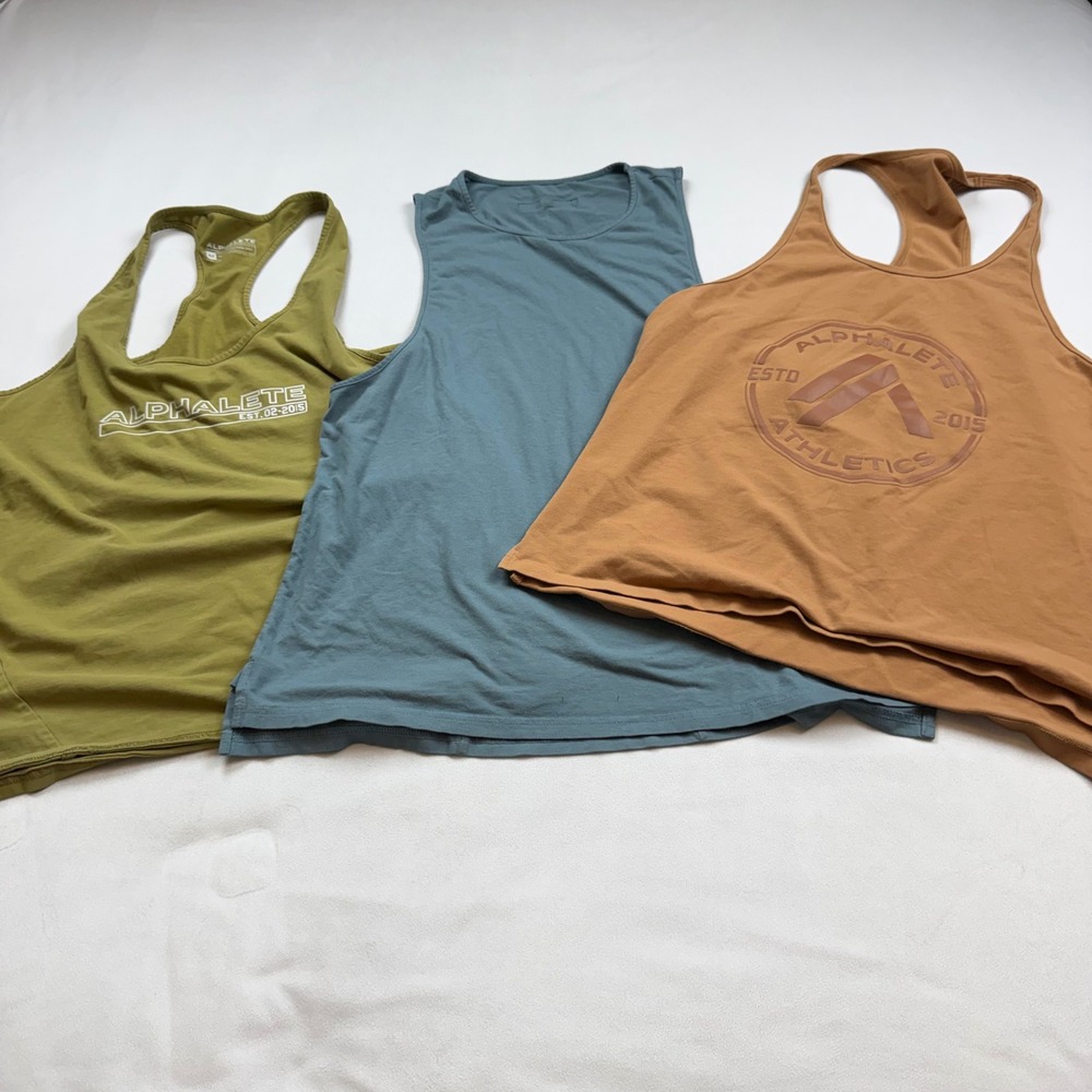 Alphalete Mens Bundle 3 Tank‎ Tops Medium Performance Fit Stringer Muscle Gym